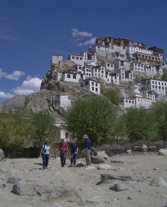 Starting the walk from Thiksey to Shey Palace and Gompa - a few kilometers on flat ground