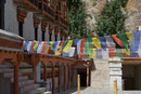 Prayer flags strung across the main courtyard