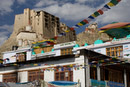 View of Leh palace and Gonkhang Gompa above it on Namgyal Peak