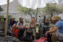 Parachute tent break - Mike, Giles, Jill, Alex & Jamie.