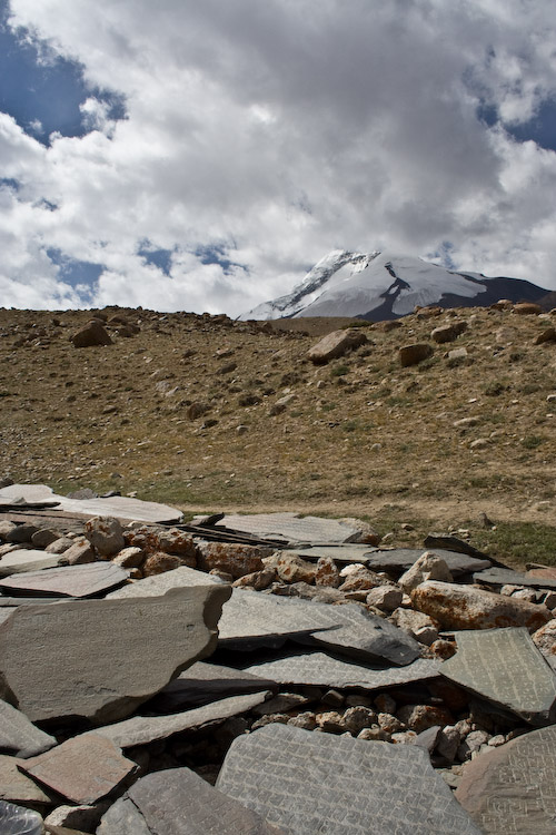 Mani stones with Kang Yatze in the background.